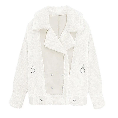 Off-white Модное Брендовое замшевое пальто из овечьей шерсти, женская зимняя куртка, Новое поступление, шикарная верхняя одежда из искусственного меха с карманами на молнии, Женское зимнее пальто - Цвет: Off-white