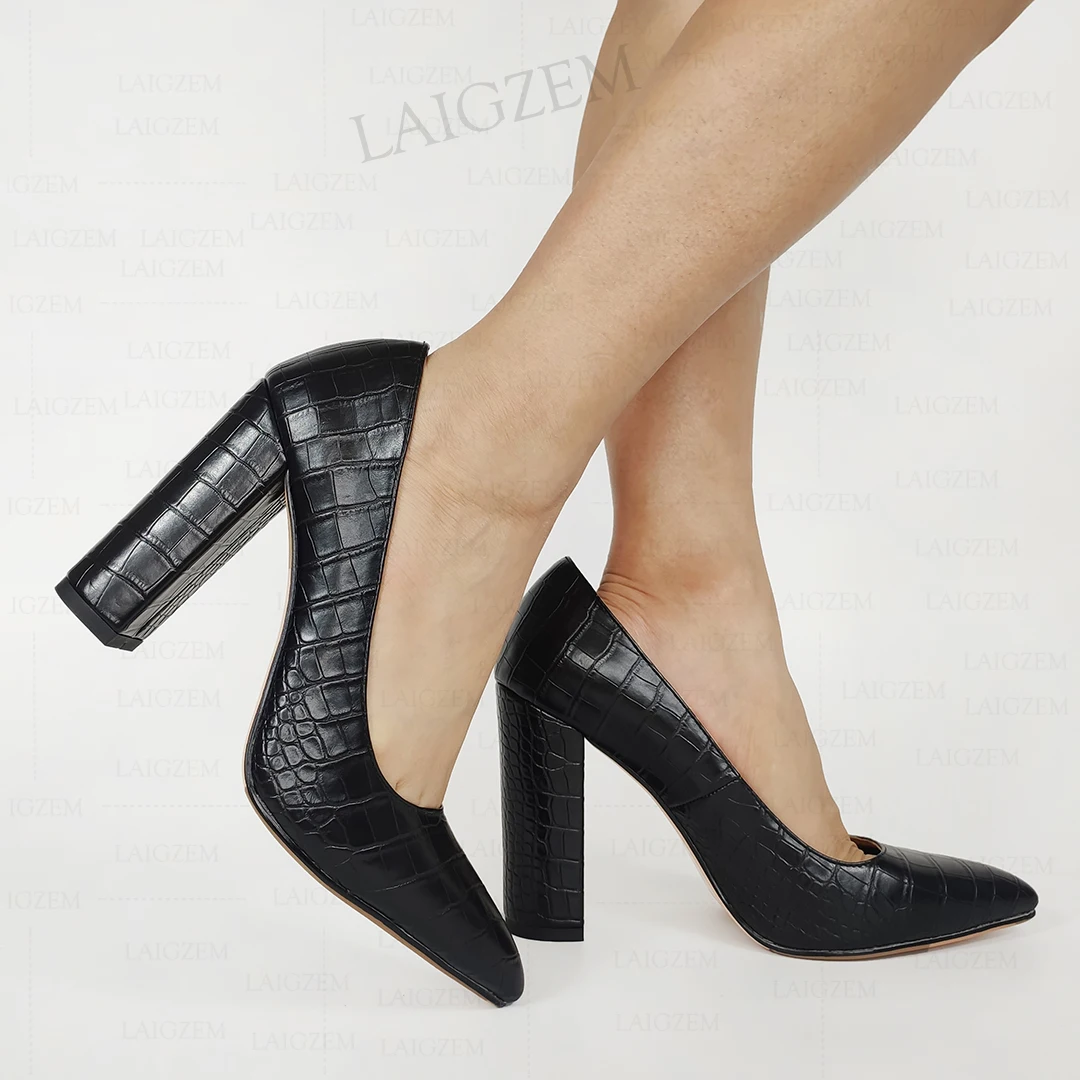 Women Pumps Slip On Thick Block Heels Black Sandals Party Dress Shoes Woman  | eBay
