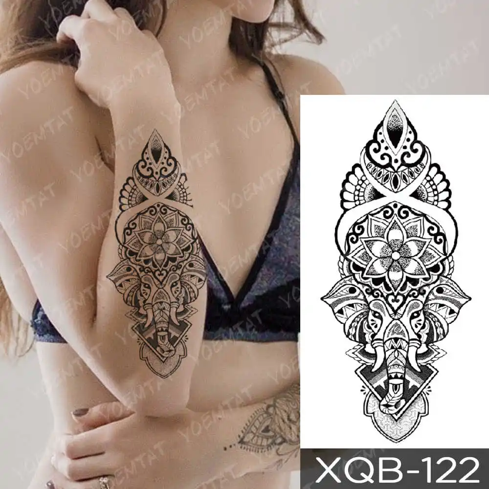 17-XQB122 Водостойкая временная татуировка, наклейка с цветами лотоса, кружевная Роза, меч, флеш-тату, дракон, тотем, боди-арт, рука, поддельные тату для женщин и мужчин - Цвет: 17-XQB122