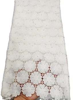 

African cord lace fabric with stone latest african laces 2019 high quality milk silk guipure lace nigerian lace fabrics NTB68