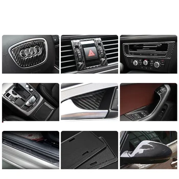 

Lsrtw2017 Carbon Fiber Abs Car Interior Steering Wheel Logo Panel Rearview Cover Central Control Panel for Audi A6