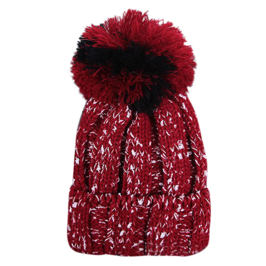 Зимние шапки для женщин, вязанные шапки-бини для девочек, осенние женские утолщенные черные красные розовые кепки, Теплые повседневные кепки