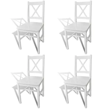 

4 Pieces/Set 6 Pieces/Set Modern Dining Chairs White Pinewood Dining Room Kitchen Furniture for Dinner Table Elegant Design