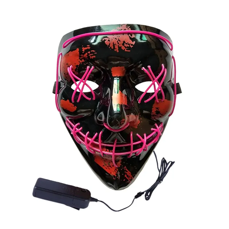Светодиодная маска Модная уникальная портативная маска для Хэллоуина страшное лицо флуоресцентная поддельная светящаяся Вечерние Маски из пластика