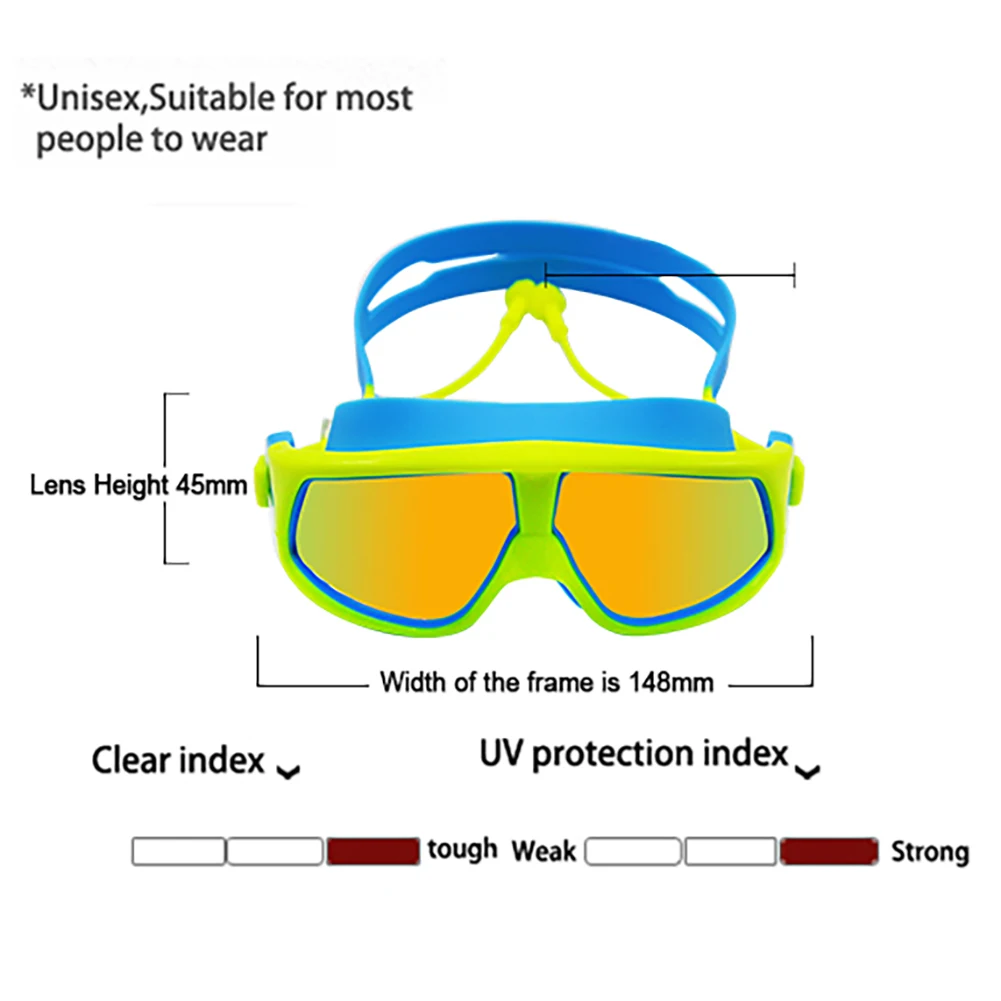 Дайвинг большая рамка детские очки для плавания Анти-туман УФ водонепроницаемые детские очки для плавания для мальчиков девочек очки для