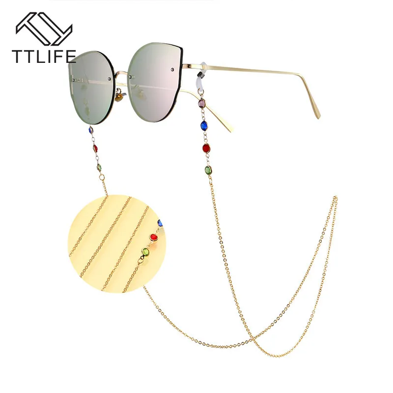 TTLIFE Acero Inoxidable 75 CM Correa Collar Gafas Multicolor Cadena Cable Para Leer Gold Glasses String For Women YJHH0280