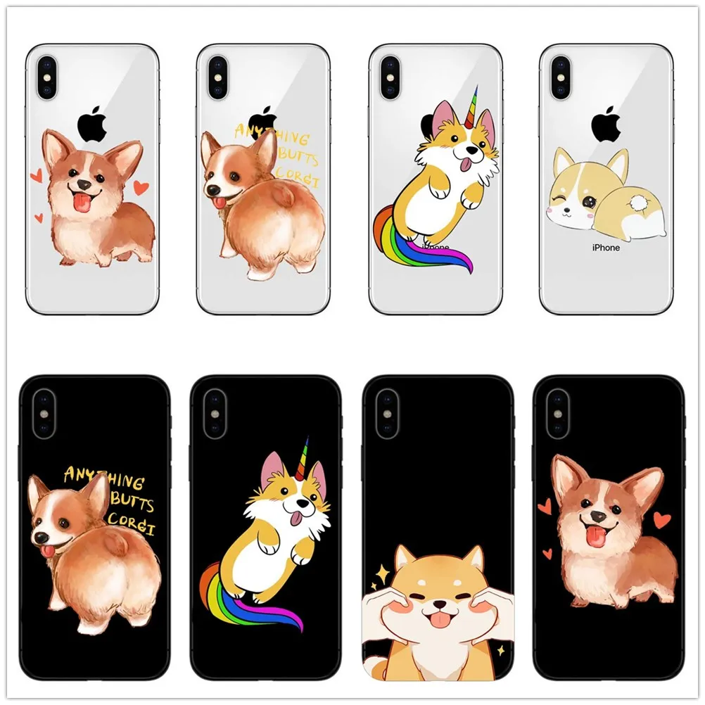 Супер милый чехол корги для Apple iPhone 7 5 5S SE 6 6S 8 Plus X сексуальный черный мягкий