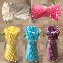 

50pcs/lot 4"/6" Candy Color DIY Craft Sugar DIY Sucker Popsicle Lolly Rod Lollipop Solid Paper Sticks