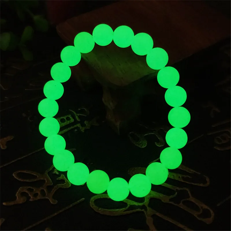 AAA Quality Natural Stone Luminous Beaded Bracelet Men Charm Light Glowing Beads Fluorite Bracelets For Women Yoga Jewelry Gifts