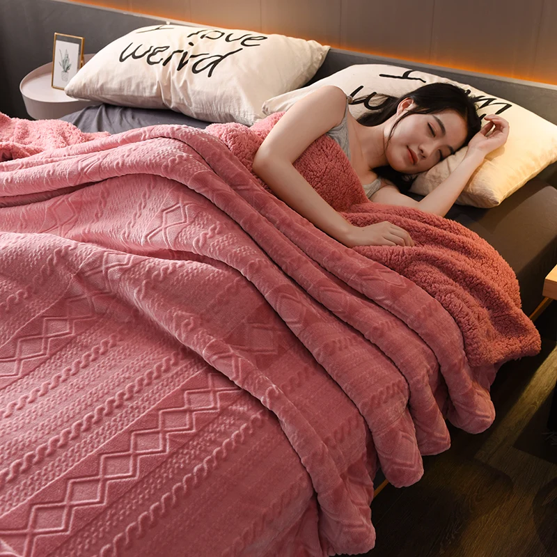 Домашнее фланелевое одеяло зимнее розовое очень теплый мягкий одеяло s диван/кровать/Самолет путешествия пледы теплый плед сплошной цвет покрывало