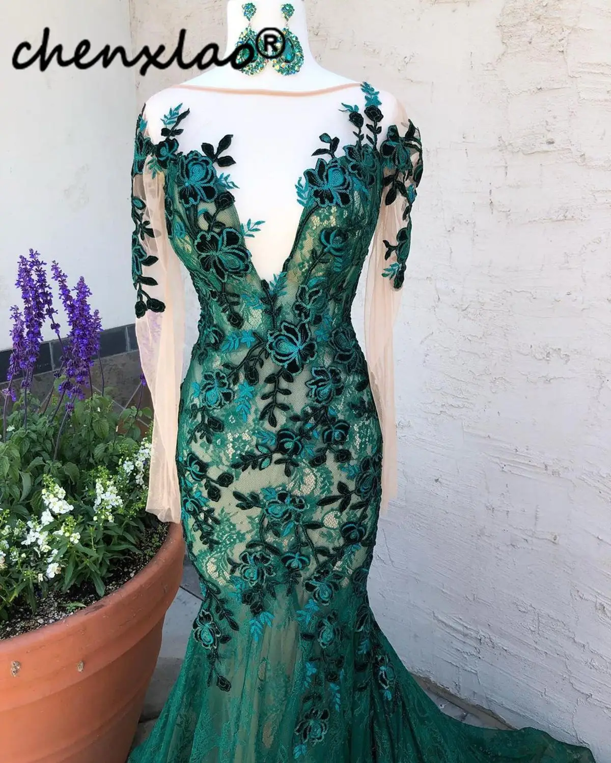 Vestidos Русалка Вечерние платья с длинным рукавом прозрачное вечернее платье Формальные Вечерние платья Robe de soiree