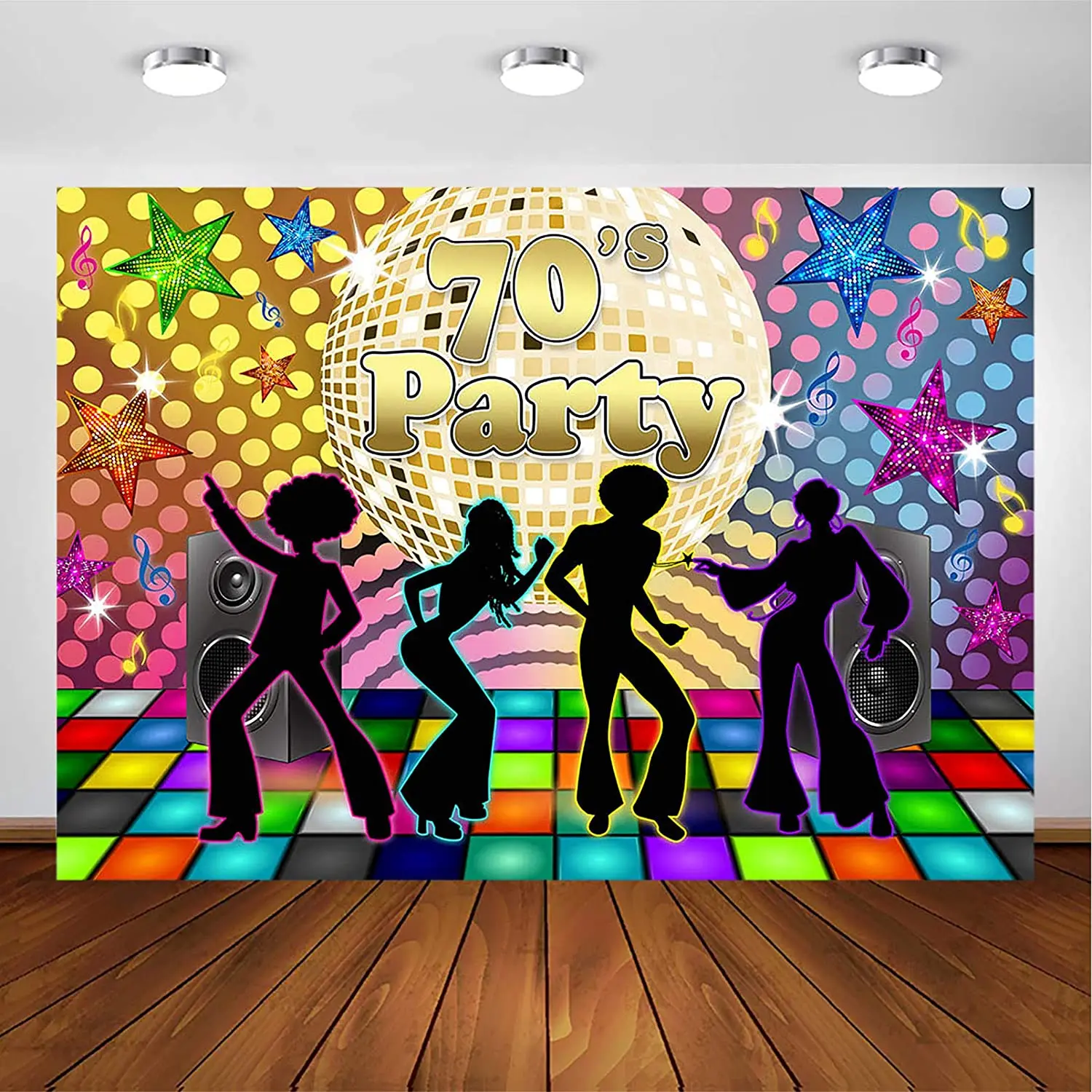 BackTo70sPartyBackdropForAdultsDiscoPartyDecorationsBallLet