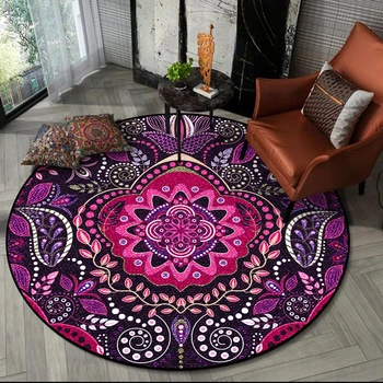 

Bohemian Style Round Area Rugs Mandala Floral Living Room Sofa Table Non-Slip Carpets Bedroom Hanging Chair Kids Tent Floor Mat