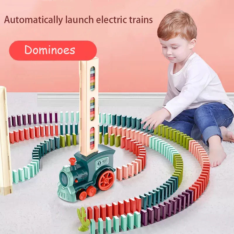 Domino Young Children Lays Chips Dominos Board Games Chip Wooden Constructor Train Automatic Placement Educational Toys | Игрушки и