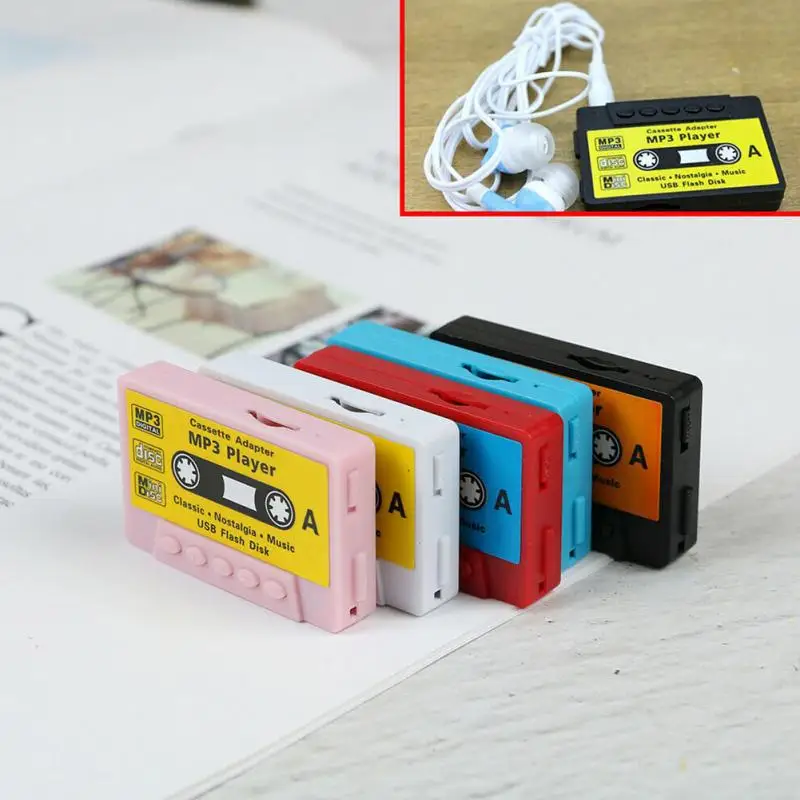 Форма кассеты милые радио мини дети Перезаряжаемый USB порт Ретро MP3-плеер TF карта