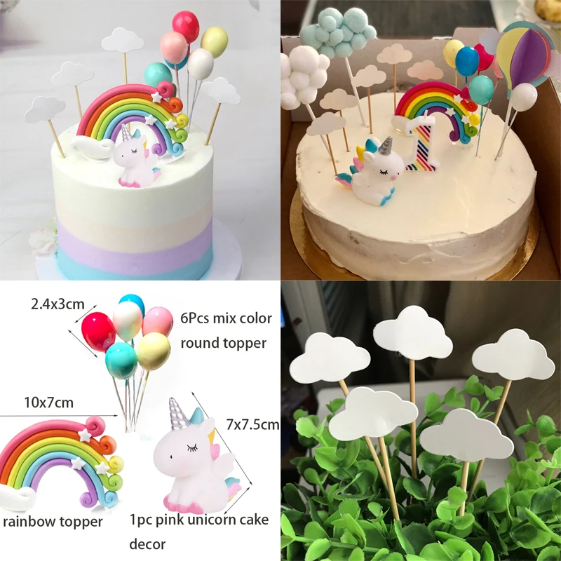 

HUHULE Unicorn Cake Decorating Rainbow Cloud Balloon Cake Topper Unicorn Cupcake Topper Birthday Party Decor Baby Shower