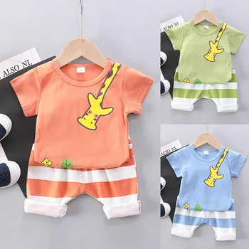 

Baby Boys Short Sleeve Tshirt Clothes Set Summer Toddler Baby Boy O neck Casual Cartoon Sets Boys Clothing Set 2pcs