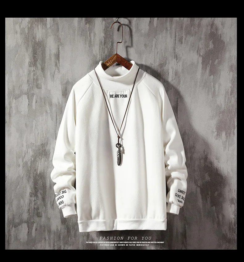 Beste 2019 Nieuwe Warme Wollen Voering Mannen Stand Kraag Sweatshirts Hoge Kwaliteit Sweatshirts Voor Mannen 2 Kleuren Maat S tot 2XL j9540 3156 A