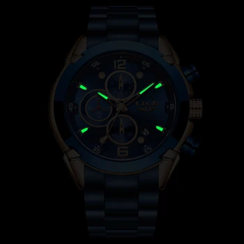 

LIGE Luxury Brand Mens Sport Watch Rose Gold Full Steel Quartz Watches Men Date Waterproof Military Clock Man Relogio Masculino