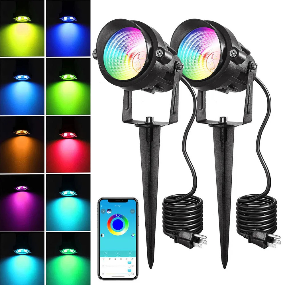 Smart Bluetooth RGB Landscape Light LED Garden Lamp Waterproof APP Control 16 Million Colors Outdoor Yard Lawn Spotlights