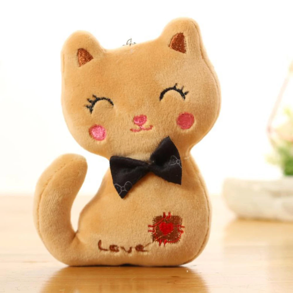 Baby Doll Keychain Plush Animal Stuffed Kitty Cat Key chain For Bag toy Key Ring Kids 3