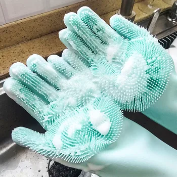 

Silicone Dishwashing Gloves Magic Silicon Cleaning Glove for Household Scrubber Rubber Kitchen Clean Tool Dish Wash Gloves