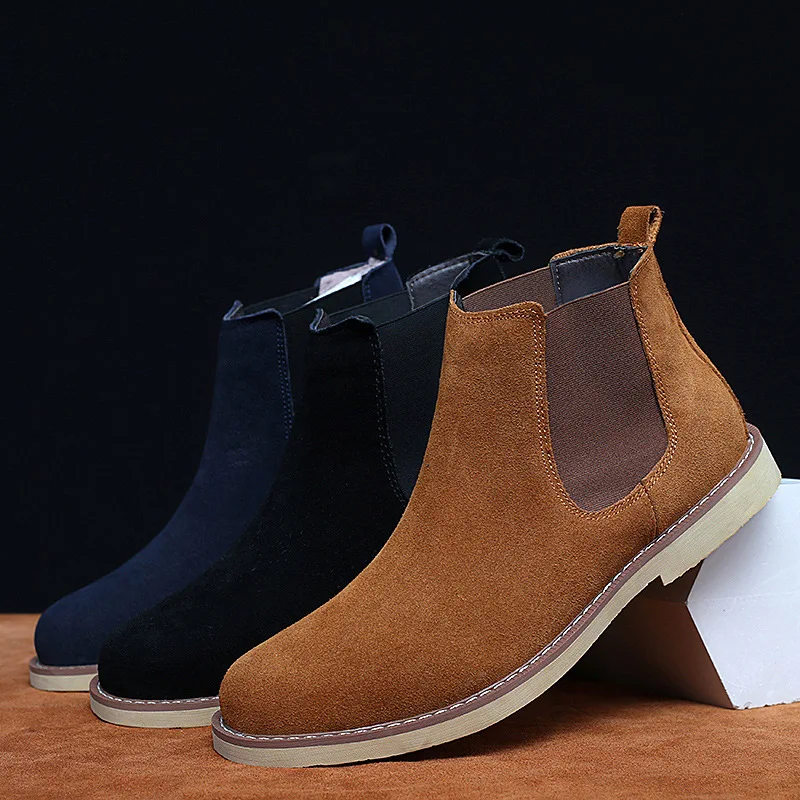 【MODERNIF】Bucket Suede Chelsea Boots Hanoi Antracite Suede Leather Chelsea Boots – Project TWLV