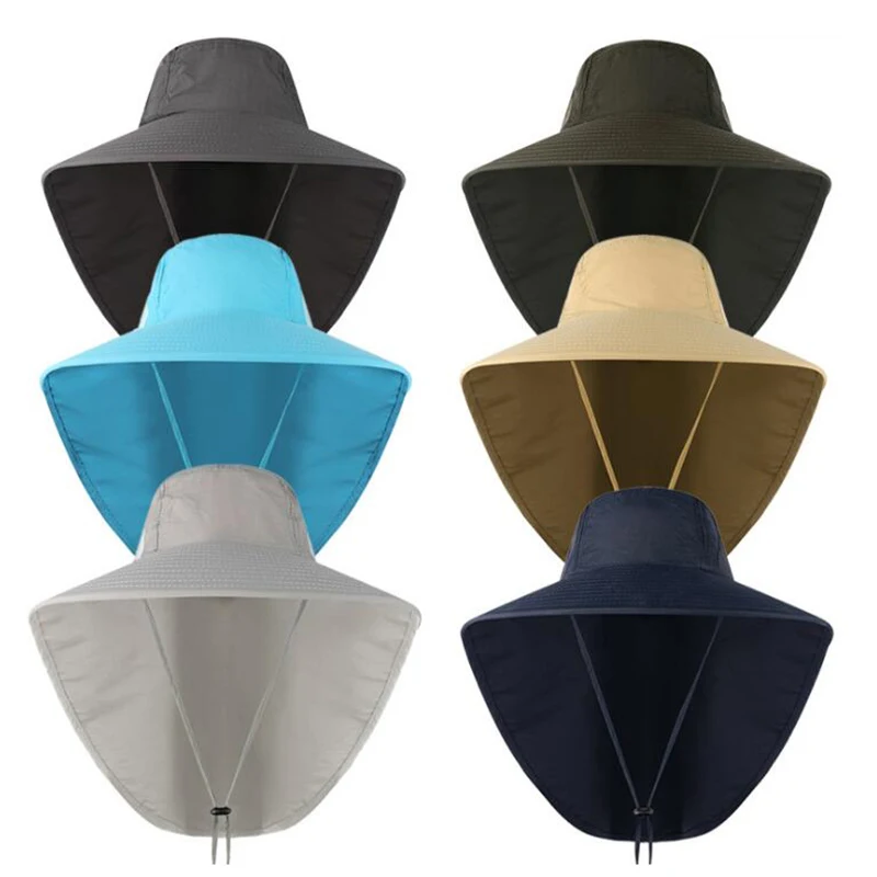 

Fishing Hats UV Cut Sun Screen Wide Brim Neck Cap Men Women Heat Insulation Fishermen Hat Outdoor Angling Hiking