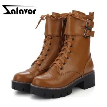 

ZALAVOR Women Ankle Boots Side Zipper Round Toe Solid Color Leisure Shoes Cross Strap Winter Warm Woman Footwear Size 34-43