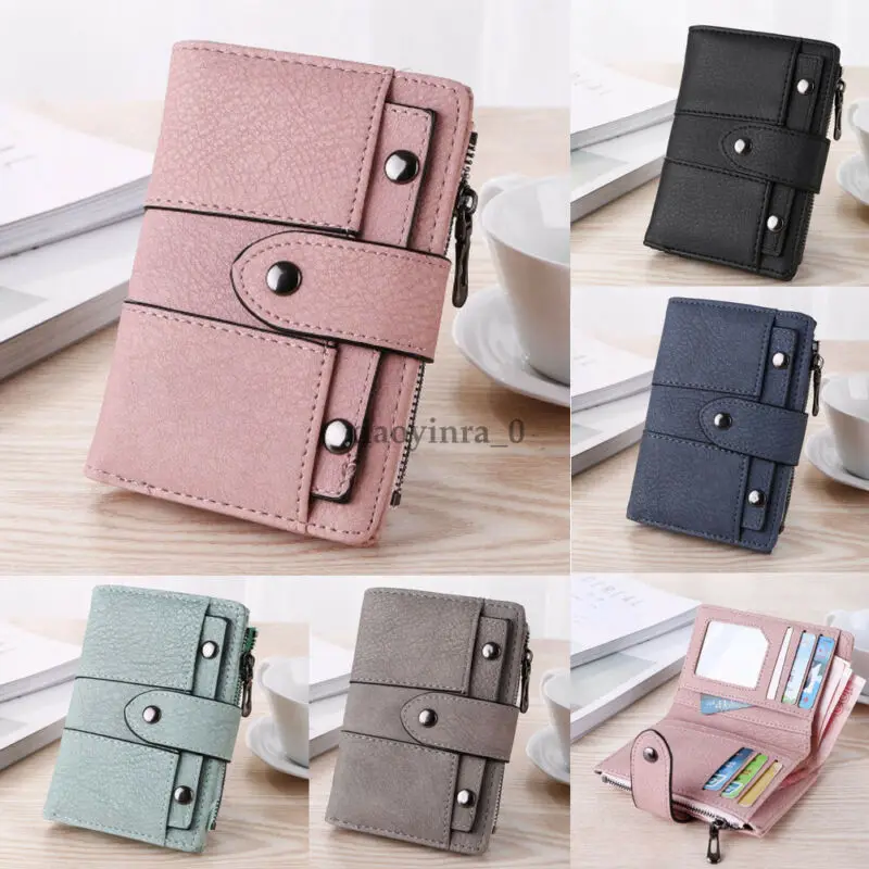 Women Girl Short Small Wallet Lady Leather Folding Coin Card Holder Money Purse