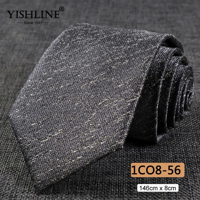 1CO8-56 YISHLINE, распродажа, 8 см, мужские галстуки, классический галстук, синий, для мужчин, в полоску, в клетку, серый, розовый, деловой галстук для жениха, свадебные аксессуары - Цвет: 1CO8-56