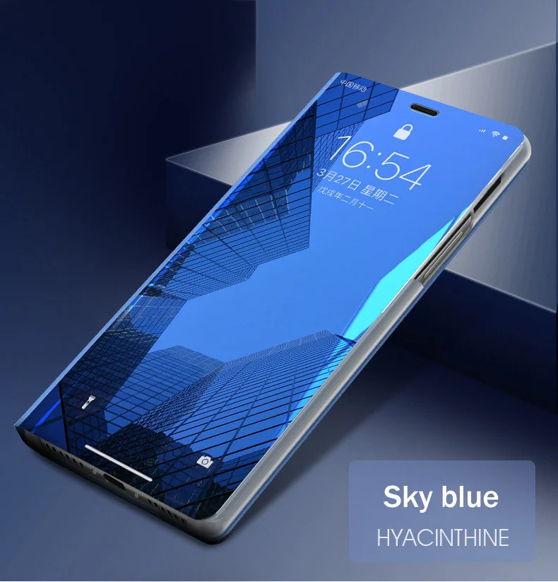 Умный зеркальный чехол для SAMSUNG A80 A70 A60 A50 A40 A30 A10 A20E чехол Чехол для мобильного телефона для Galaxy A50S A30S A20S A10S кожа книжный шкаф - Цвет: Sky blue