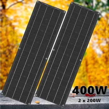 

High Efficiency 400W 2x 200W Black Solar Panel Battery Charger 5V/12V/24V Controller Car Yacht Battery Boat RV Home Camping SUV