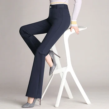 

Loose Spring Summer Gift Solid Women Pants Long Trousers Fashion Bell-bottom Daily Casual High Waist Elastic Slim Fit Flares