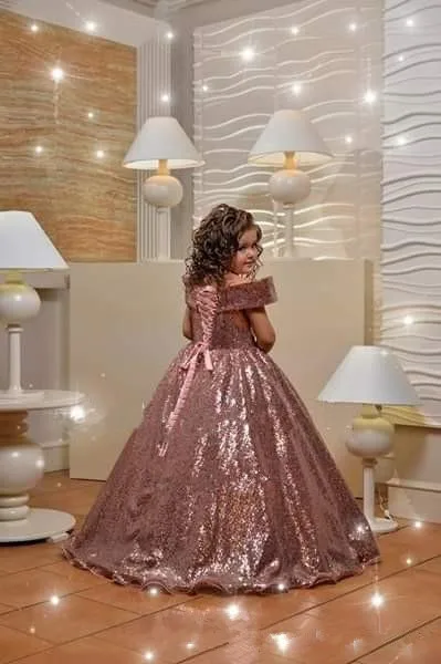 Блестящие пайетки, бальное платье, платья с цветочным узором для девочек милое длинное праздничное платье для дня рождения, недорогие пышные платья для девочек