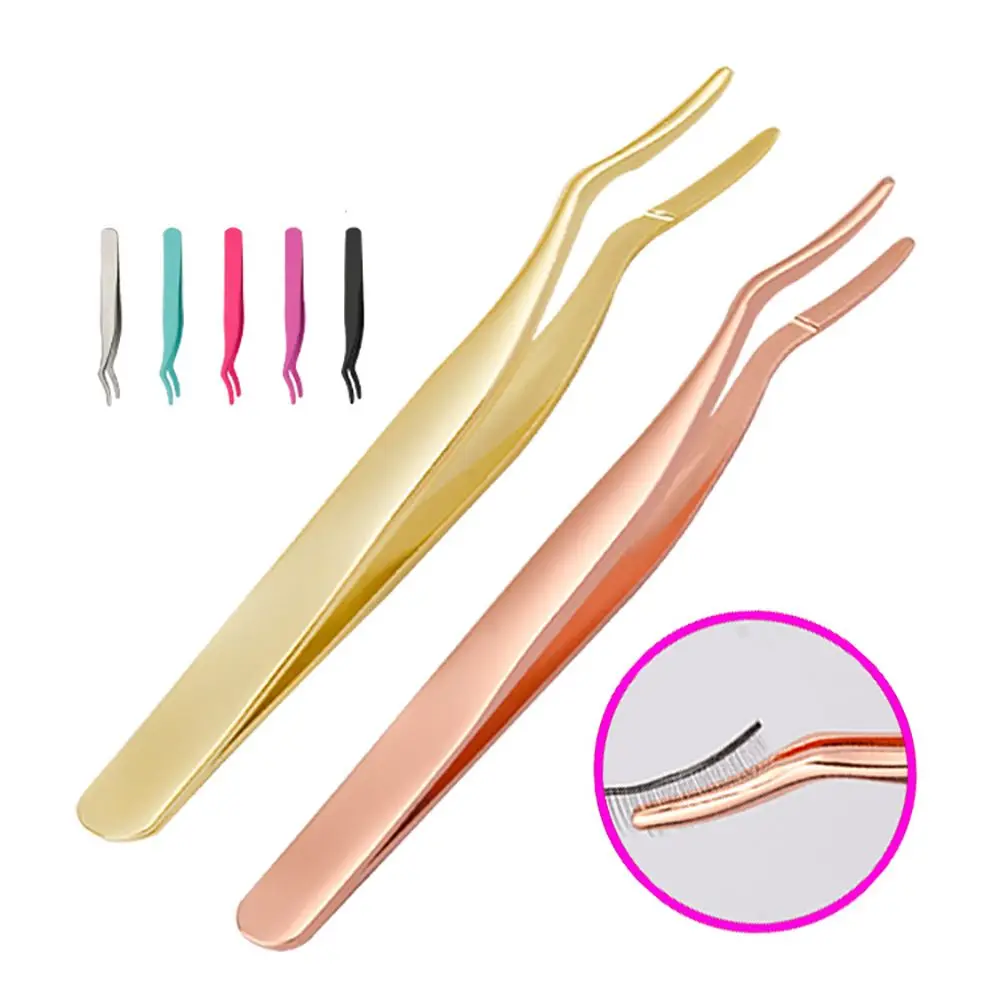 Tweezers Eyelash-Extension Curler Makeup-Tools Applicator False-Eyelash Stainless-Steel