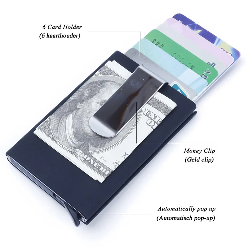 RFID мужской кошелек, многофункциональный, креативный, ручной, пуш-ап, чехол для карт, сплошной цвет, ПУ пластик, кредитный держатель для карт, мужской кошелек для монет