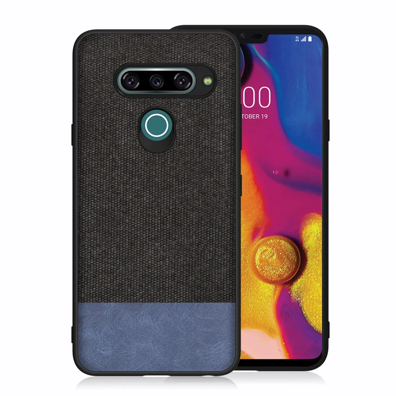 Black - Blue Aveuri роскошный тканевый чехол для телефона LG G8S G8 ThinQ Stylo 5 Coque Бизнес ПУ; кожа; силикон задняя крышка для LG V40 K40 чехол - Цвет: Black - Blue