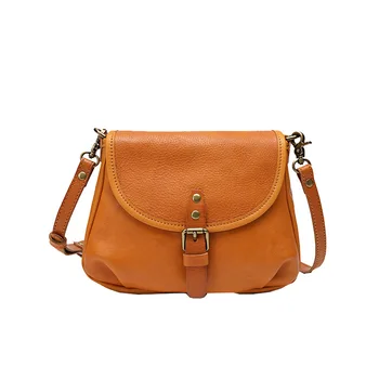 

Japan Style Soft Cowskin Women Small Saddle Purse Genuine Environmental Tanned Leather Hasp Closure Lady Shoulder Messenger Bag