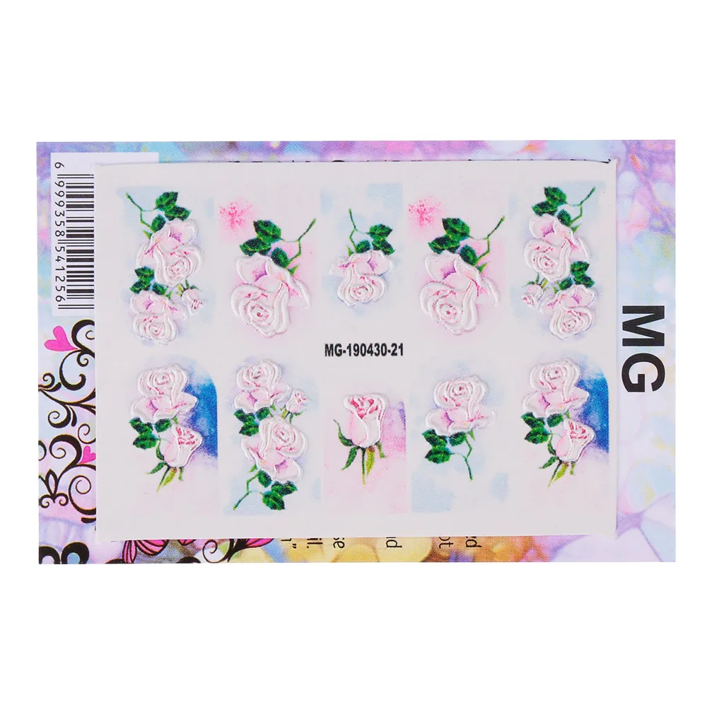 3D Acrylic Engraved Nail Sticker Beautiful Dancing Gril Snow Shape Water Decals Empaistic Nail Water Slide Decals DIY Nail Art - Color: 001