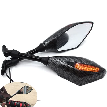 

Universal Motorcycle mirrors LED Turn Signals Rearview Mirrors For Kawasaki ZX-6 W800 SE NINJA 650R VERSYS ZZR600 ZX9R ZXR400