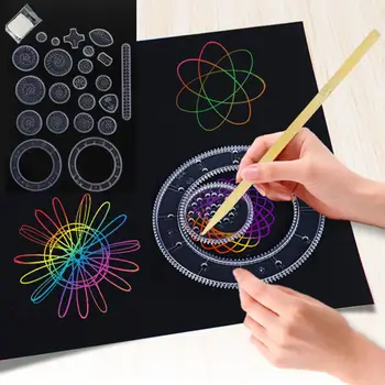 

Spirograph Drawing toys set Interlocking Gears & Wheels Drawing Accessories&6 In 1 Plastic Pens with Multi-colored Ballpoint Pen