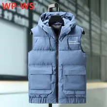 WP-WS, хип-хоп, Мужская зимняя теплая куртка с капюшоном, популярная майка, мужская Тонкая модная безрукавка, Повседневный Классический утепленный жилет на заказ