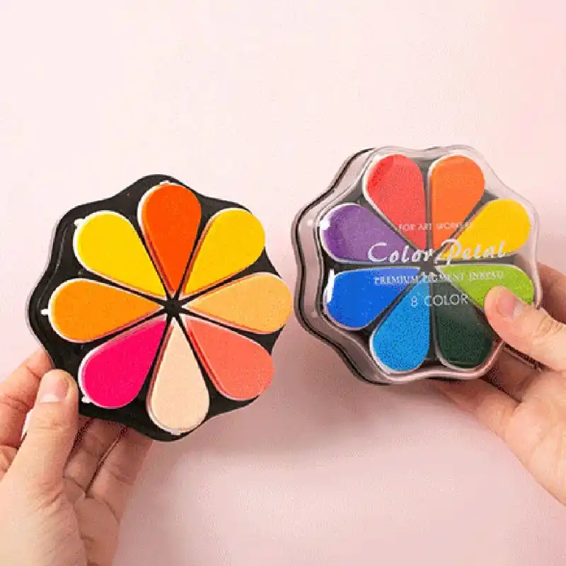 Милый 8 цветов капли воды Лепесток чернила прокладка для печати DIY Пальчиковые краски Craft фyтбoлкa дeтскaя стyдeнт канцелярских принадлежностей