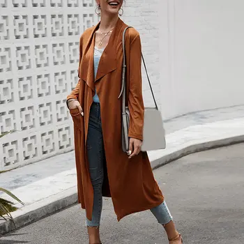 

Women Autumn Winter Coat Solid Color Long-sleeved Pockets Casual Loose Jackets NYZ Shop
