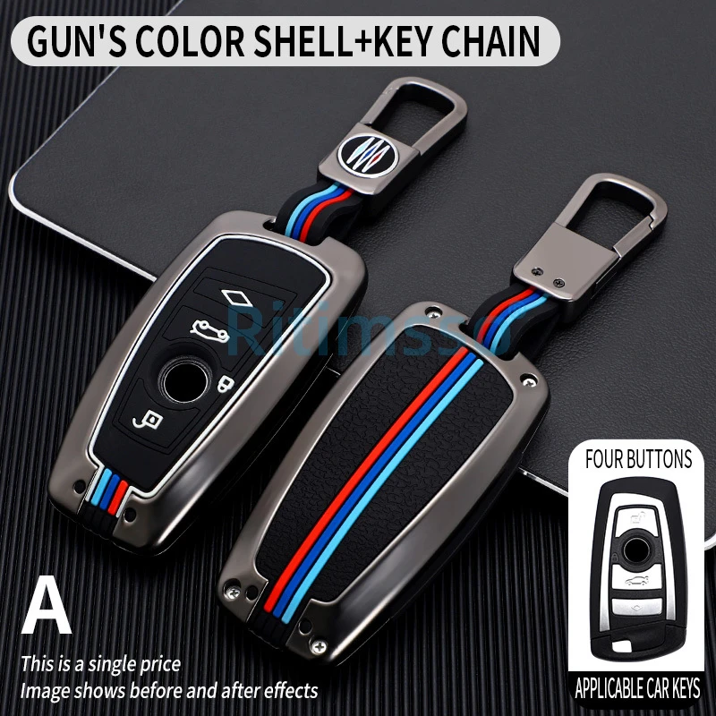Galvanized Alloy Car Key Fob Case SKin Cover for BMW 3 4 5 Series 
