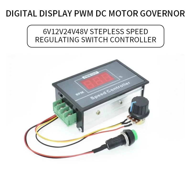 Digital LED DC 6V-60V 12V 24V 36V 48V 30A PWM DC Motor Speed Controller Switch 
