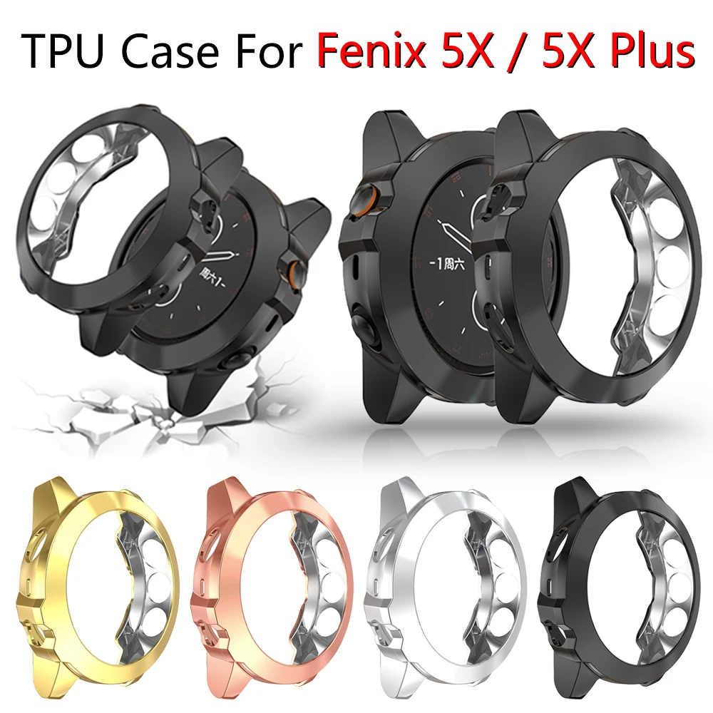 Screen Protector Case for Garmin Fenix 5x Plus Ultra Slim Soft TPU Smart Watch Cover for Garmin Fenix 5x Protective Bumper Shell protective case for garmin venu watch tpu cover bumper with all around screen protector smartwatch anti shock shell accessories