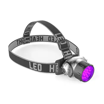 

UV Purple LED Headlamp Black Light Flashlight Rainproof Headlights 3AAA Battery Camping Hunting Head Light Lamp 395nm