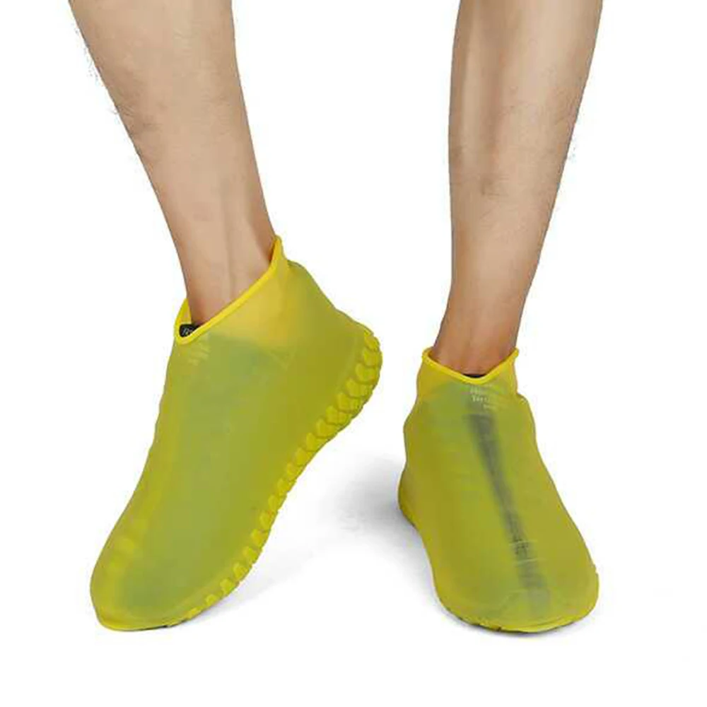 Силиконовые противоскользящие Чехлы для обуви, многоразовые, водонепроницаемые, пыленепроницаемые, для дождливой обуви, защитные, разноцветные, унисекс, 25-45 ярдов на выбор - Цвет: Yellow